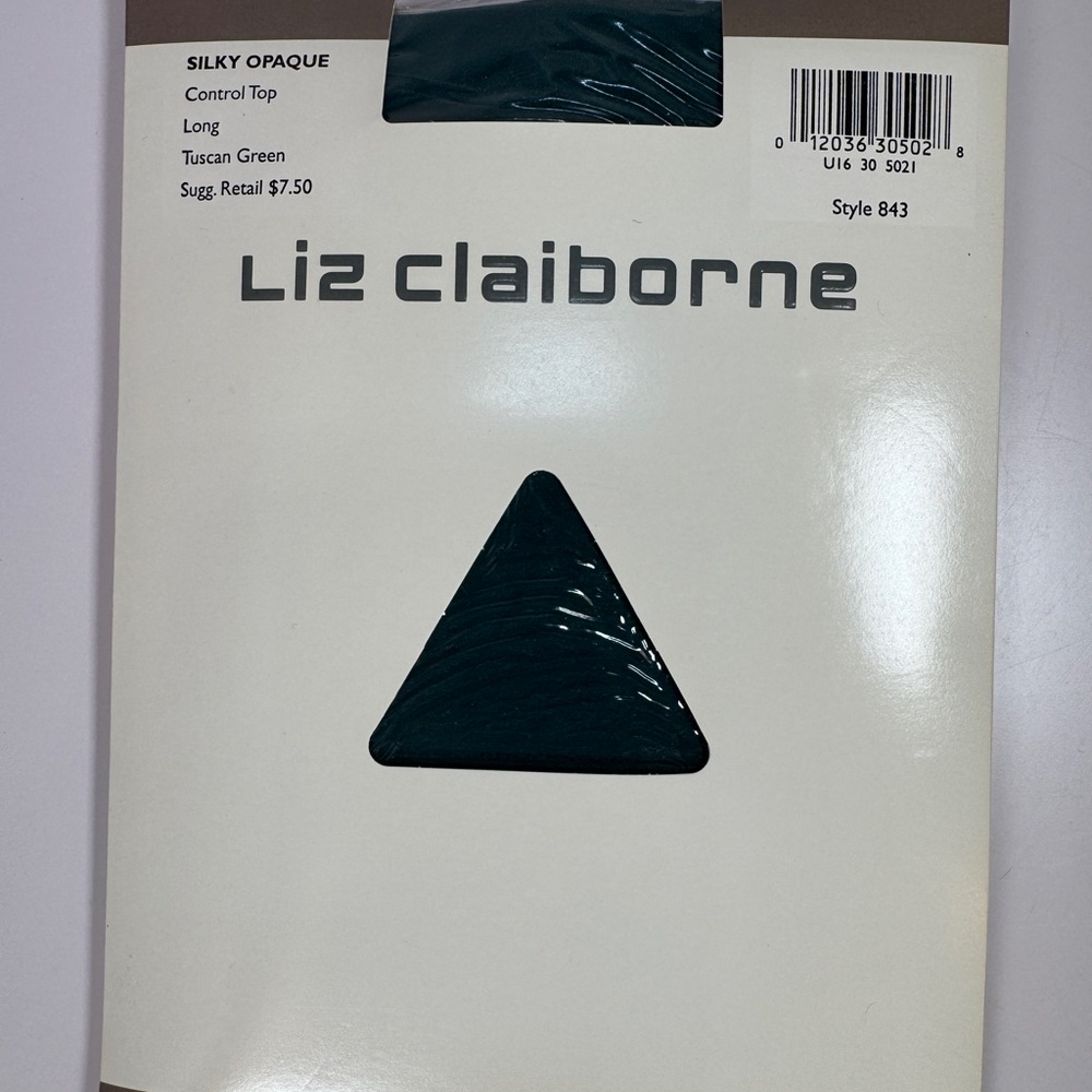 Liz Claiborne VTG Opaque Control Top Pantyhose Size Long - Tuscan Green color